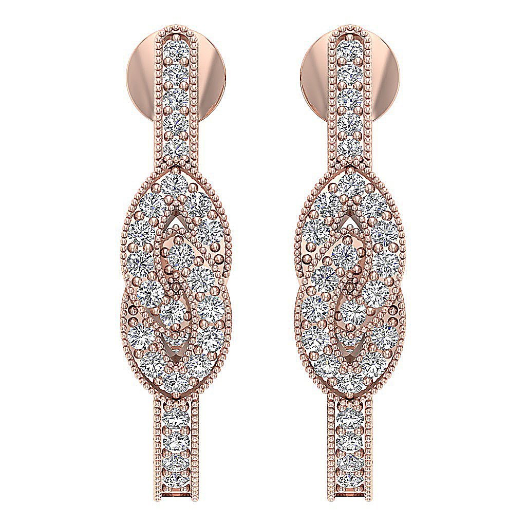 Prong Set Fashion Engagement Earrings Natural Diamond SI1/I1 G 0.90 Ct 18k/14k White Yellow Rose Gold