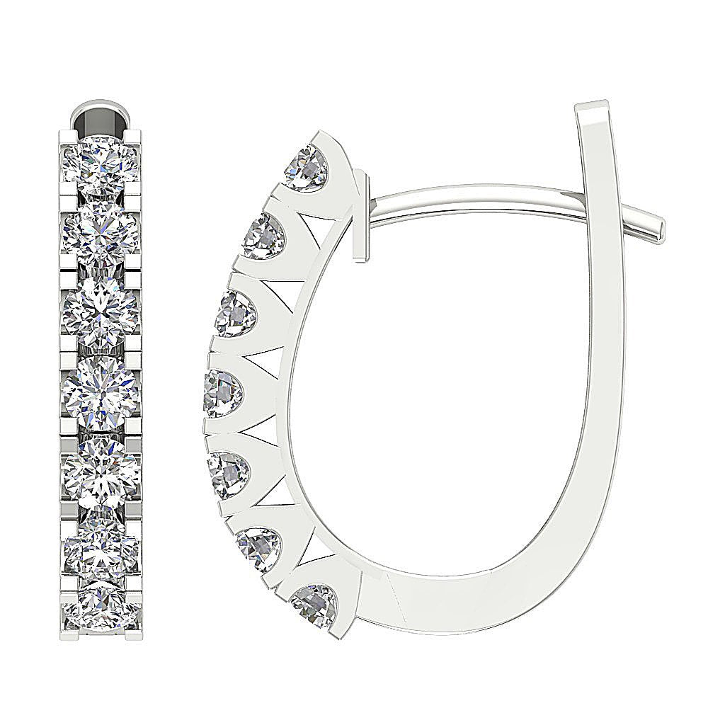 Natural Diamond Large Hoop Engagement Earrings SI1/I1 G 1.00 Ct 18k/14k Rose Gold Prong Set