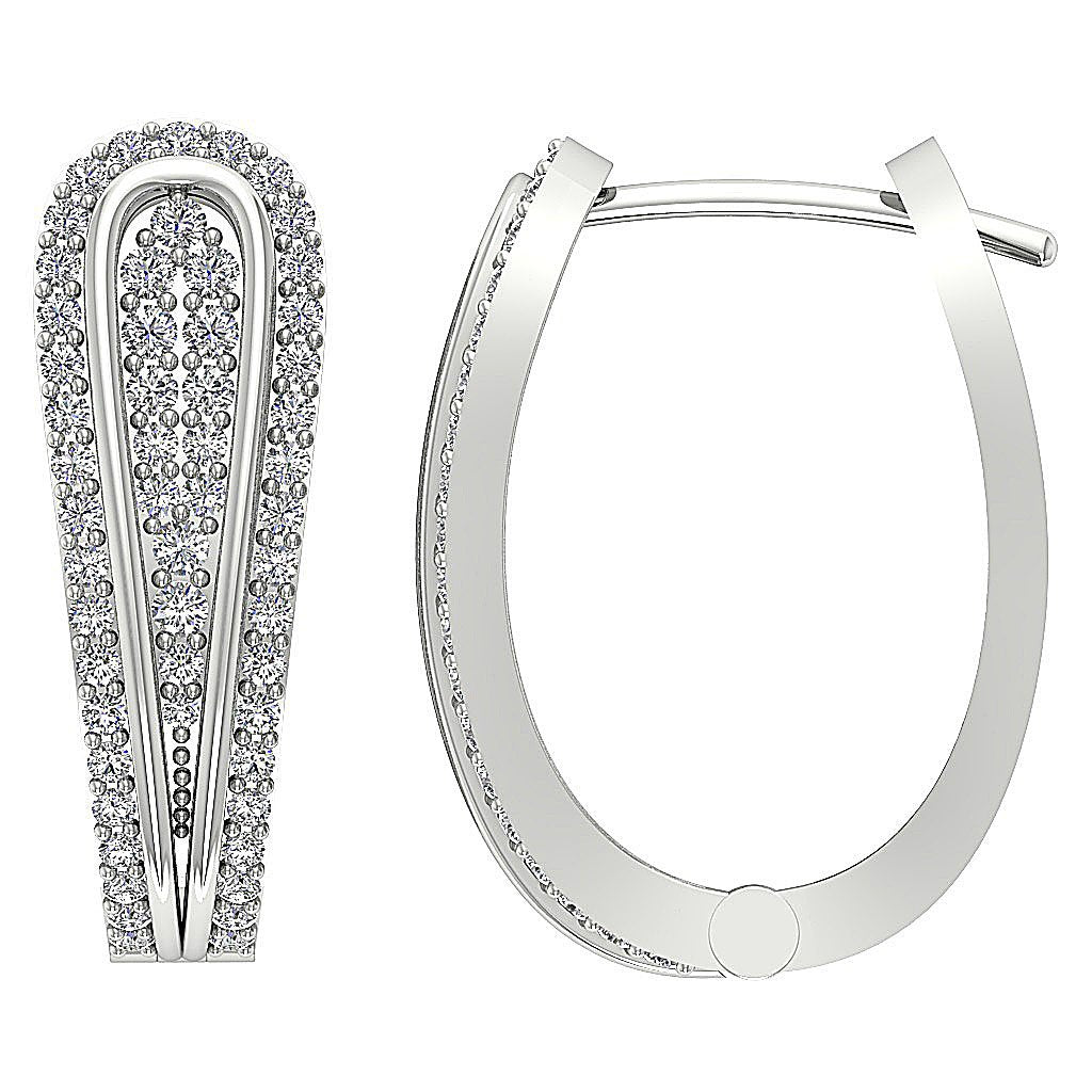 Large Hoop Wedding Earrings Genuine Diamond SI1/I1 G 1.10 Ct 18k/14k Yellow Gold Prong Set