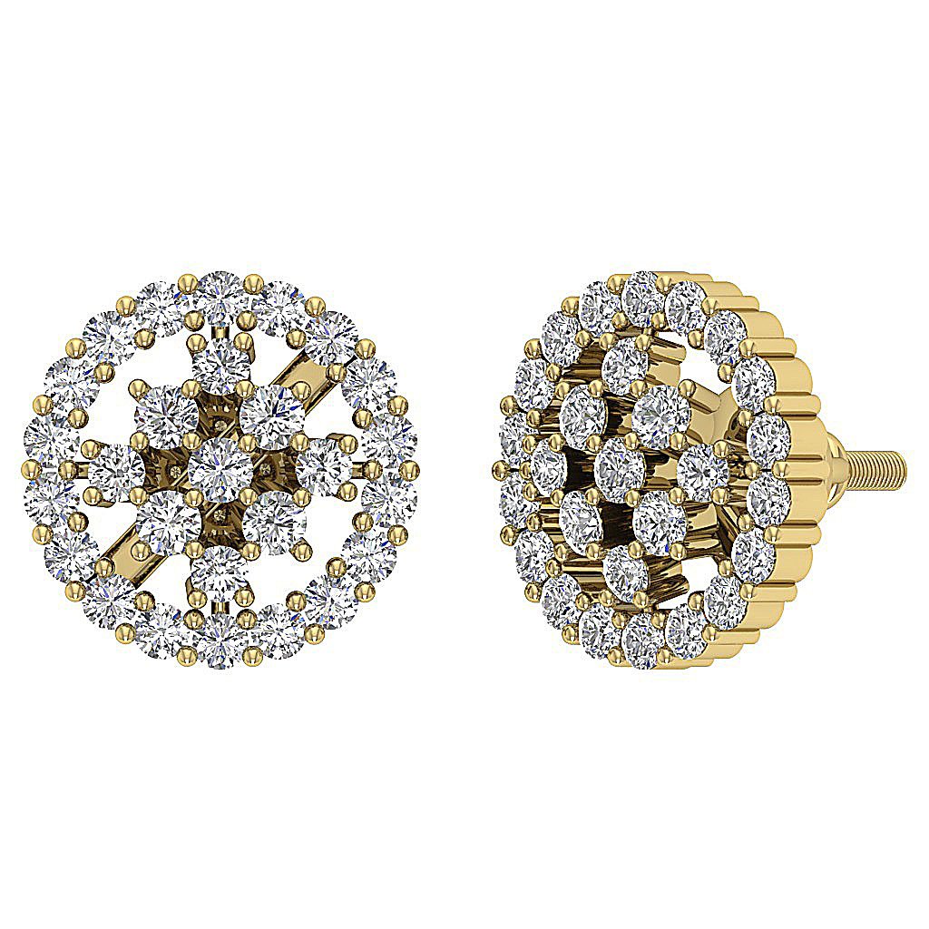 Natural Diamond Fashion Engagement Earrings SI1/I1 G 1.10 Ct 18k/14k White Gold Prong Set