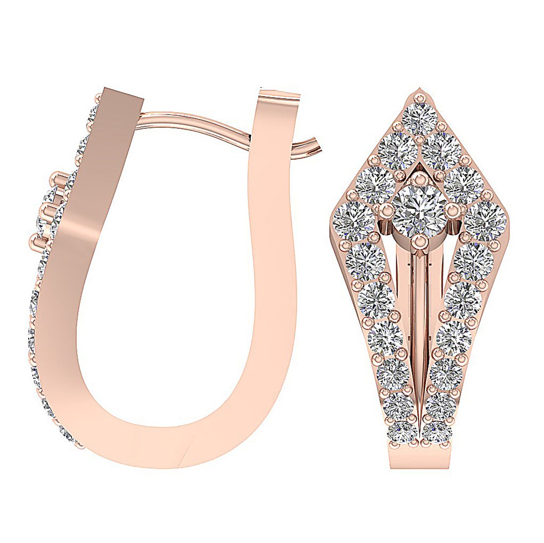 Medium Hoop Wedding Earrings Genuine Diamond VVS1/VS1/SI1/I1 0.90 Ct 18k/14k Solid Gold Prong Set