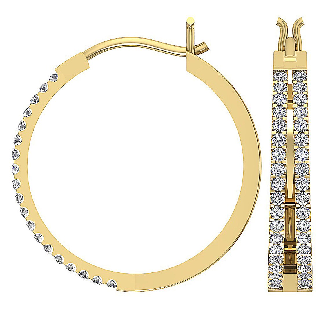 Prong Set Large Hoop Anniversary Earrings Round Diamond VVS1/VS1/SI1/I1 1.10 Ct 18k/14k White Gold