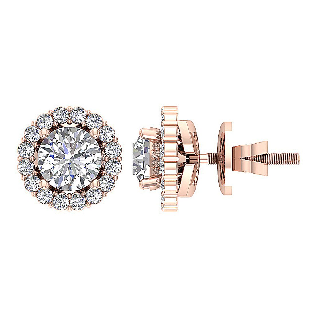 14k Solid Gold Genuine Diamond SI1/I1 G 2.11 Ct Removable Jacket Studs Earrings