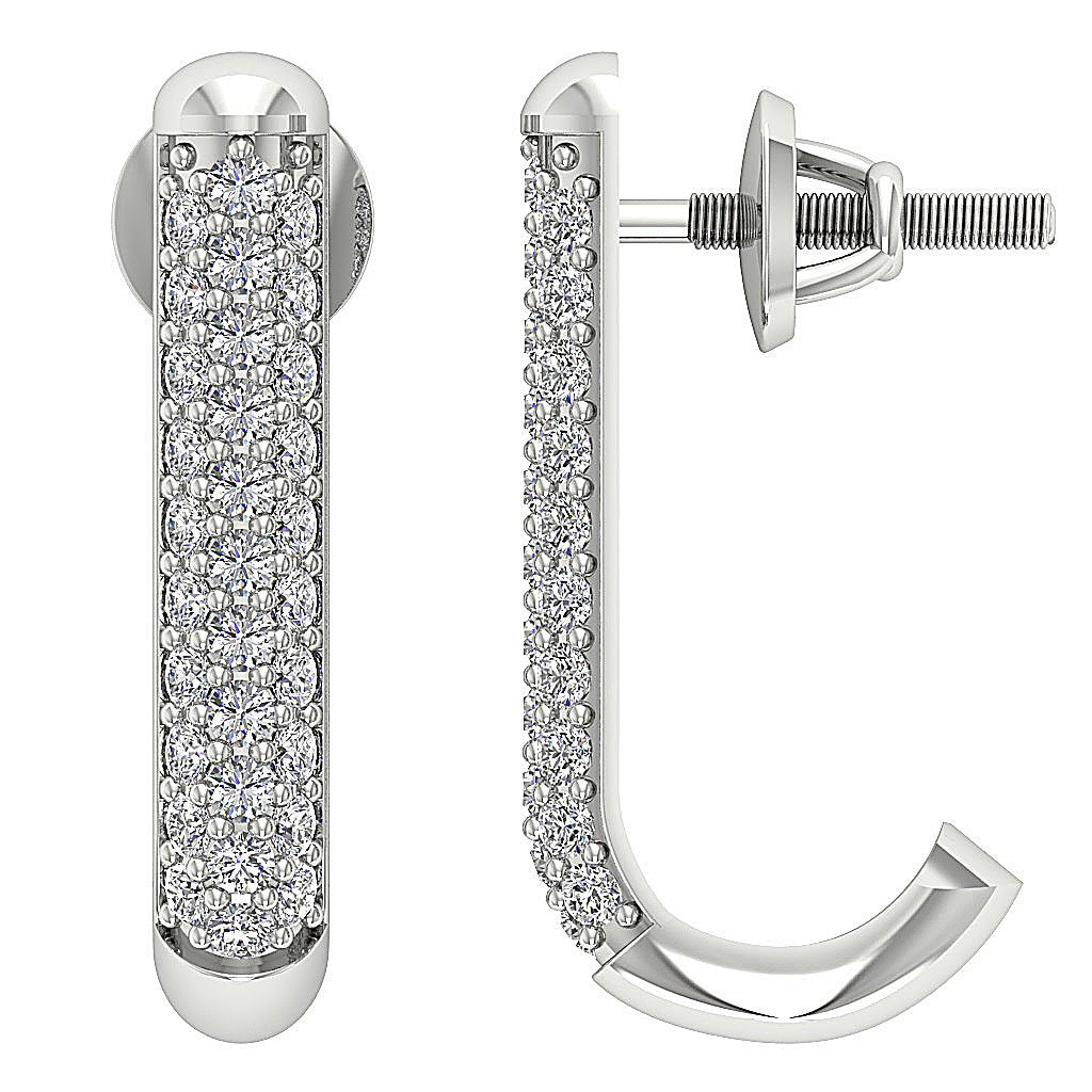 SI1/I1 G 0.70 Ct Fashion Wedding Earrings Genuine Diamond 18k/14k Yellow Gold Prong Set