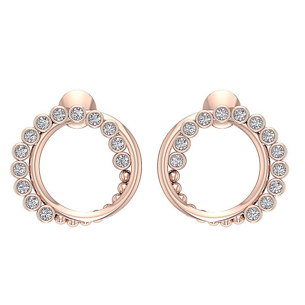 Bezel Set Medium Hoop Anniversary Earrings Round Diamond SI1/I1 G 0.55 Ct 18k/14k White Yellow Rose Gold