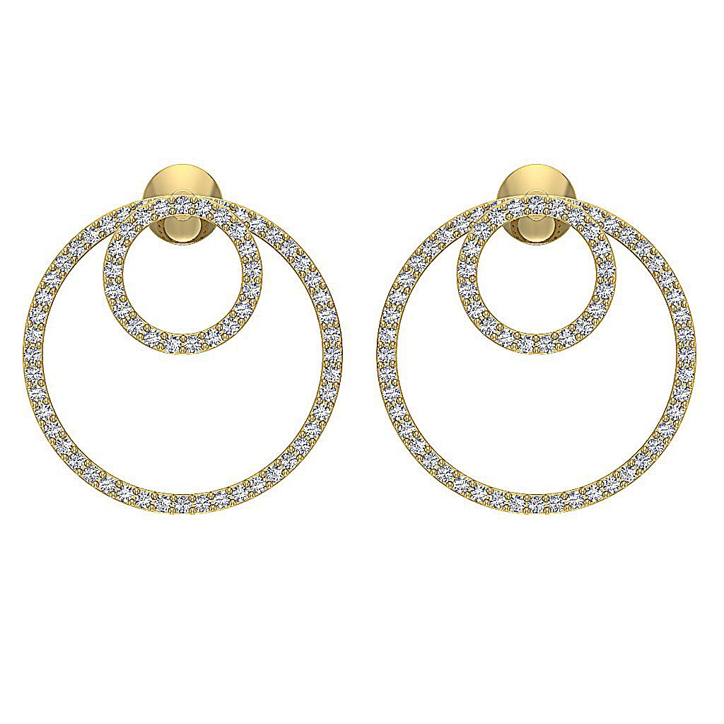 Genuine Diamond Fashion Wedding Earrings SI1/I1 G 0.90 Ct 18k/14k White Gold Prong Set