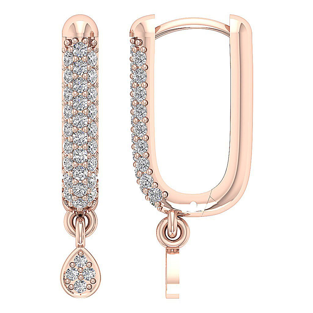 Natural Diamond Medium Hoop Engagement Earrings VVS1/VS1/SI1/I1 0.70 Ct 18k/14k White Gold Pave Set