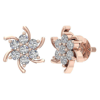 Solitaire Studs Engagement Earring Natural Diamond SI1/I1 G 0.60 Ct 18k/14k Solid Gold Prong Set
