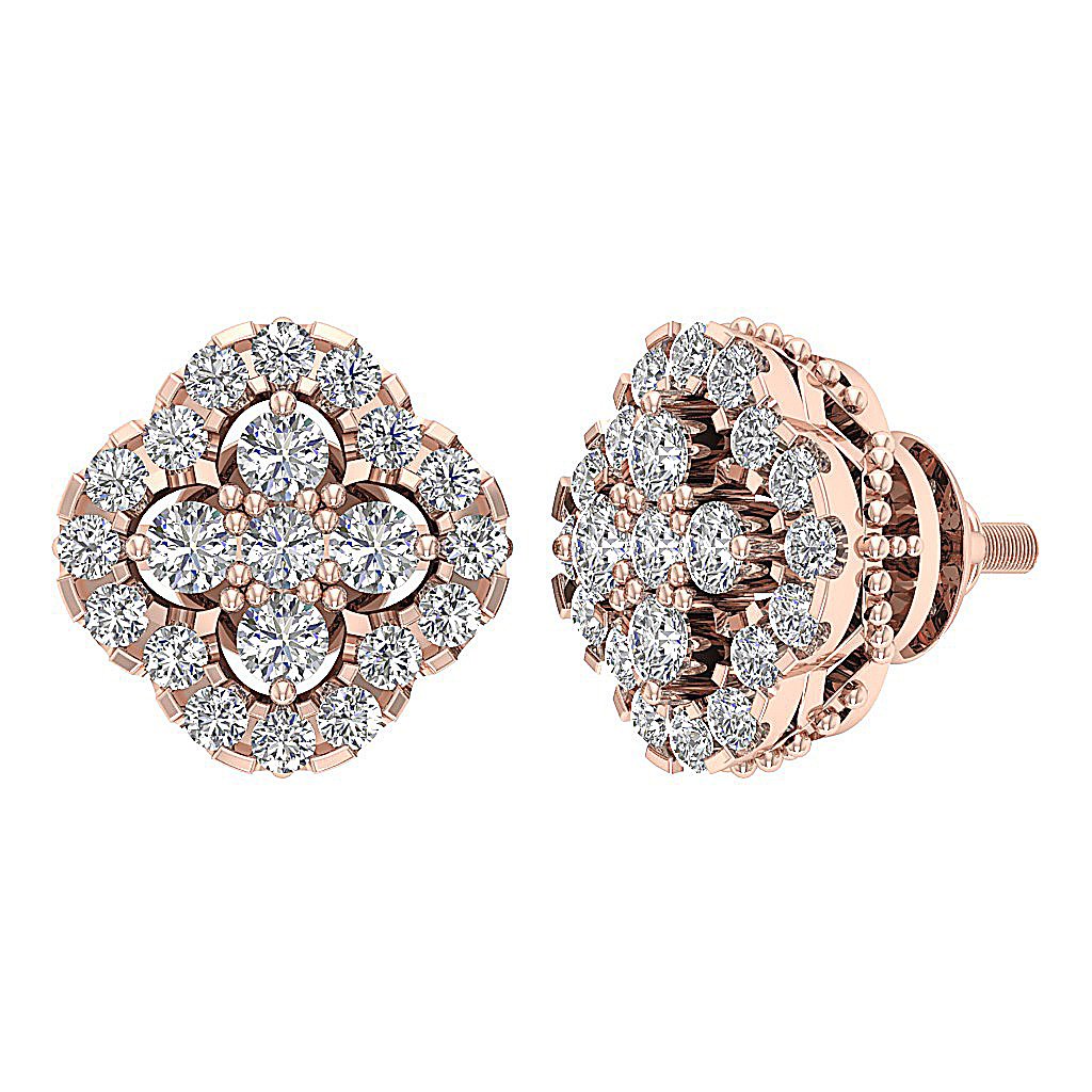 Solitaire Studs Anniversary Earring Round Diamond SI1/I1 G 0.80 Ct 18k/14k Solid Gold Prong Set