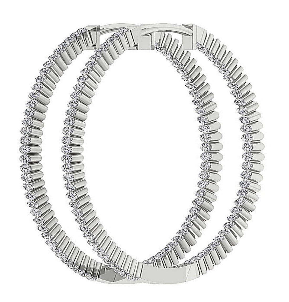 SI1/I1 G 5.70 Ct Genuine Diamond Large Hoop Wedding Earrings 18k/14k White Yellow Rose Gold Prong Set