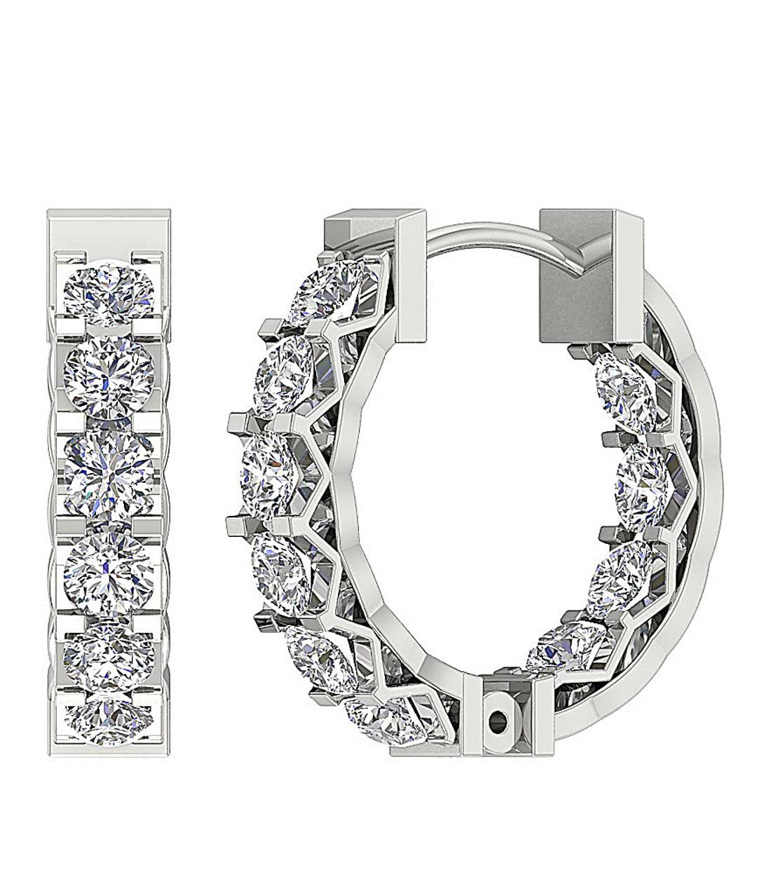Designer Large Hoop Anniversary Earrings Round Diamond SI1/I1 G 3.50 Ct 18k/14k Solid Gold Prong Set