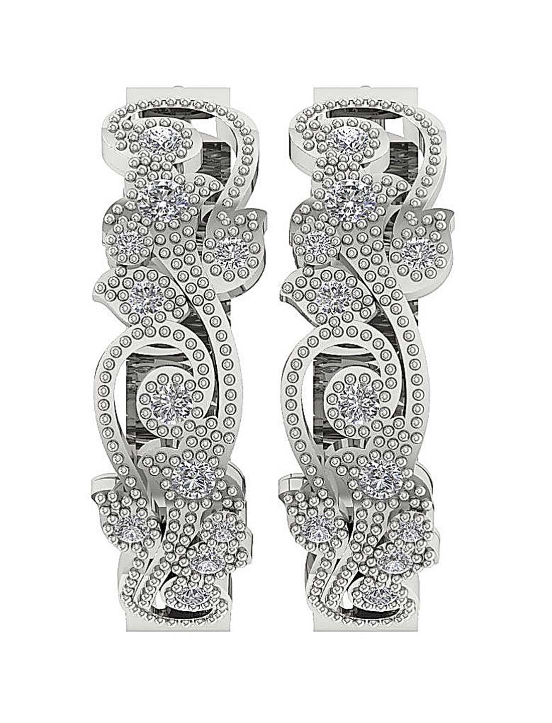 Prong Set Tiny Hoop Anniversary Earrings Round Diamond SI1/I1 G 0.45 Ct 18k/14k White Yellow Rose Gold