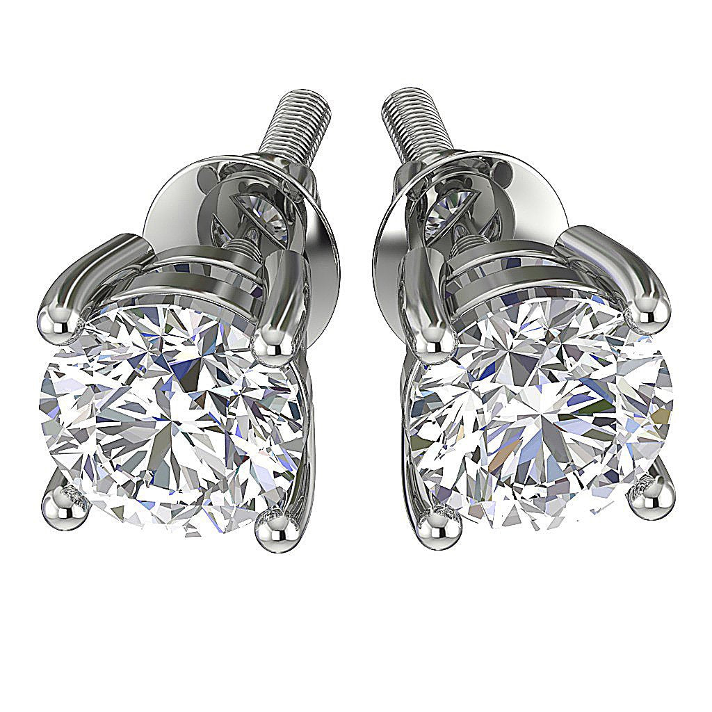14k/18k Solid Gold Solitaire Studs Earrings VS1 E 0.45 Ct Genuine Diamond