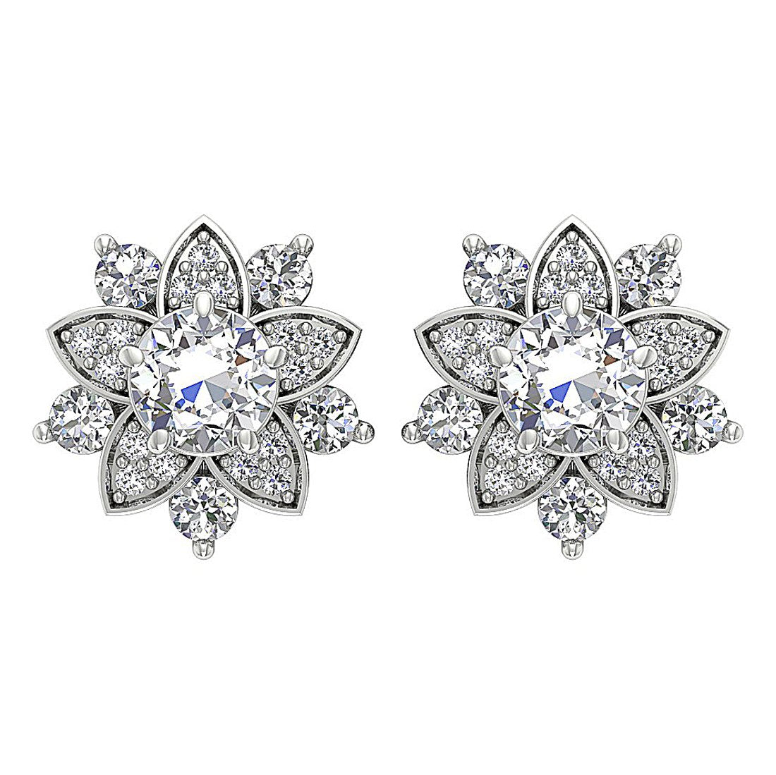 14k Gold Round Diamonds VS1/SI1/I1 G 2.30 Ct Removable Jacket Studs Earrings 12.15 MM