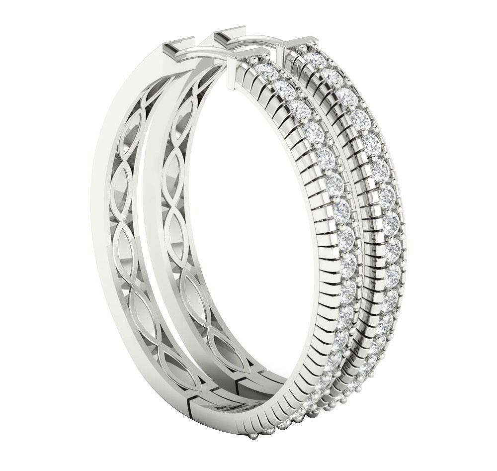 18k/14k Solid Gold Large Hoop Engagement Earrings Natural Diamond VVS1/VS1/SI1/I1 1.65 Ct Prong Set