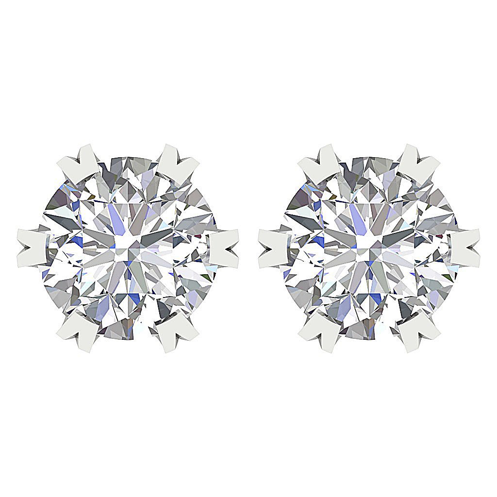 SI1/I1 G 1.10 Ct Round Diamond 14k Solid Gold Designer Solitaire Studs Earrings