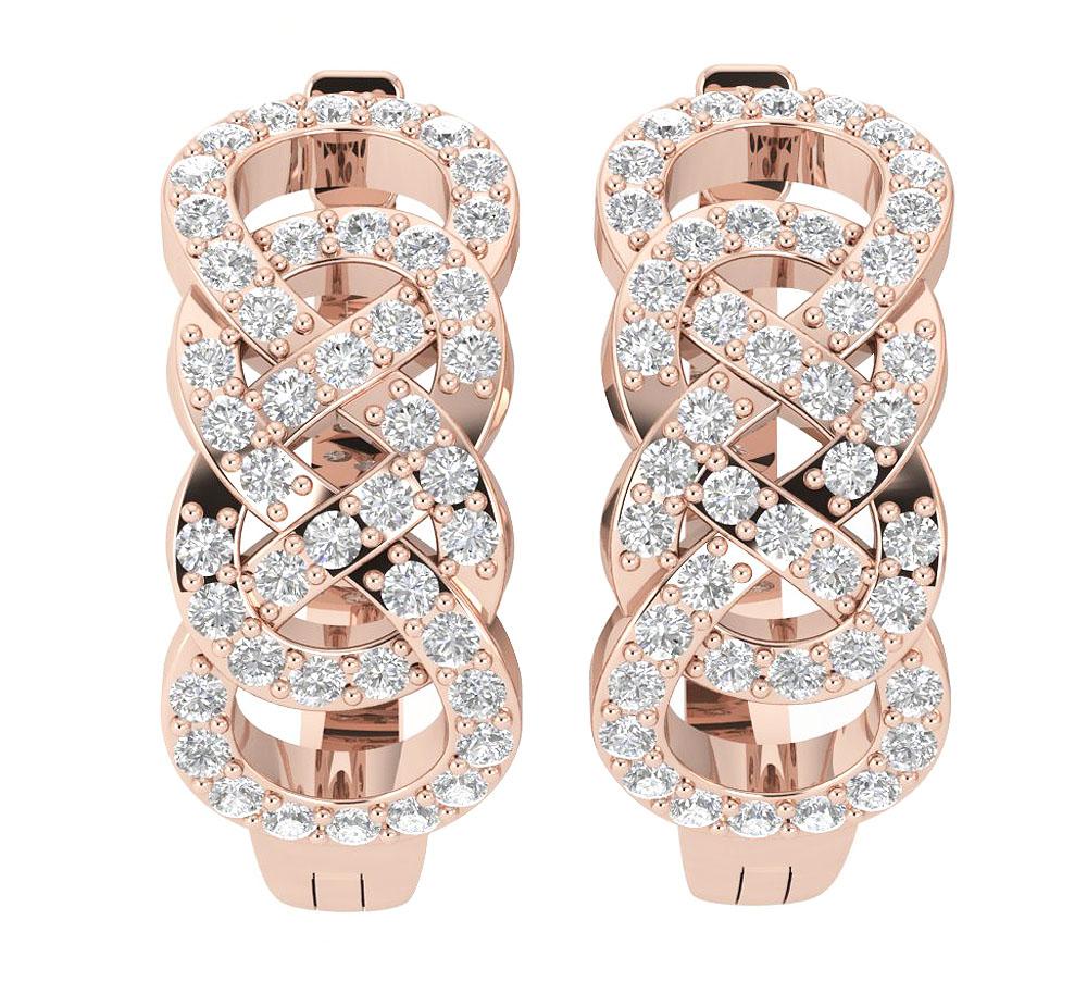 SI1/I1 G 1.00 Ct Large Hoop Wedding Earrings Genuine Diamond 18k/14k Yellow Gold Prong Set