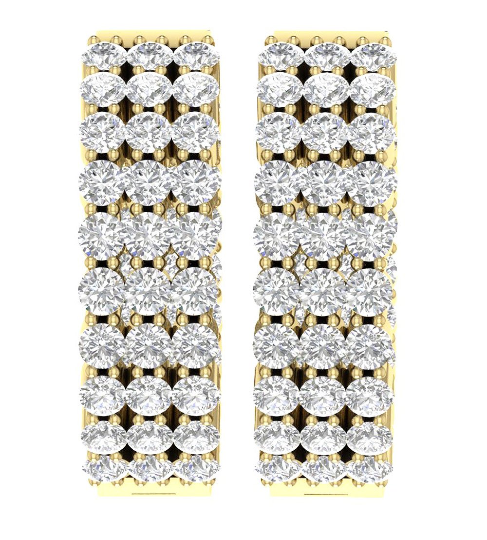 Inside Outside Large Hoop Wedding Earrings Genuine Diamond VVS1/VS1/SI1/I1 2.00 Ct 18k/14k Solid Gold Prong Set
