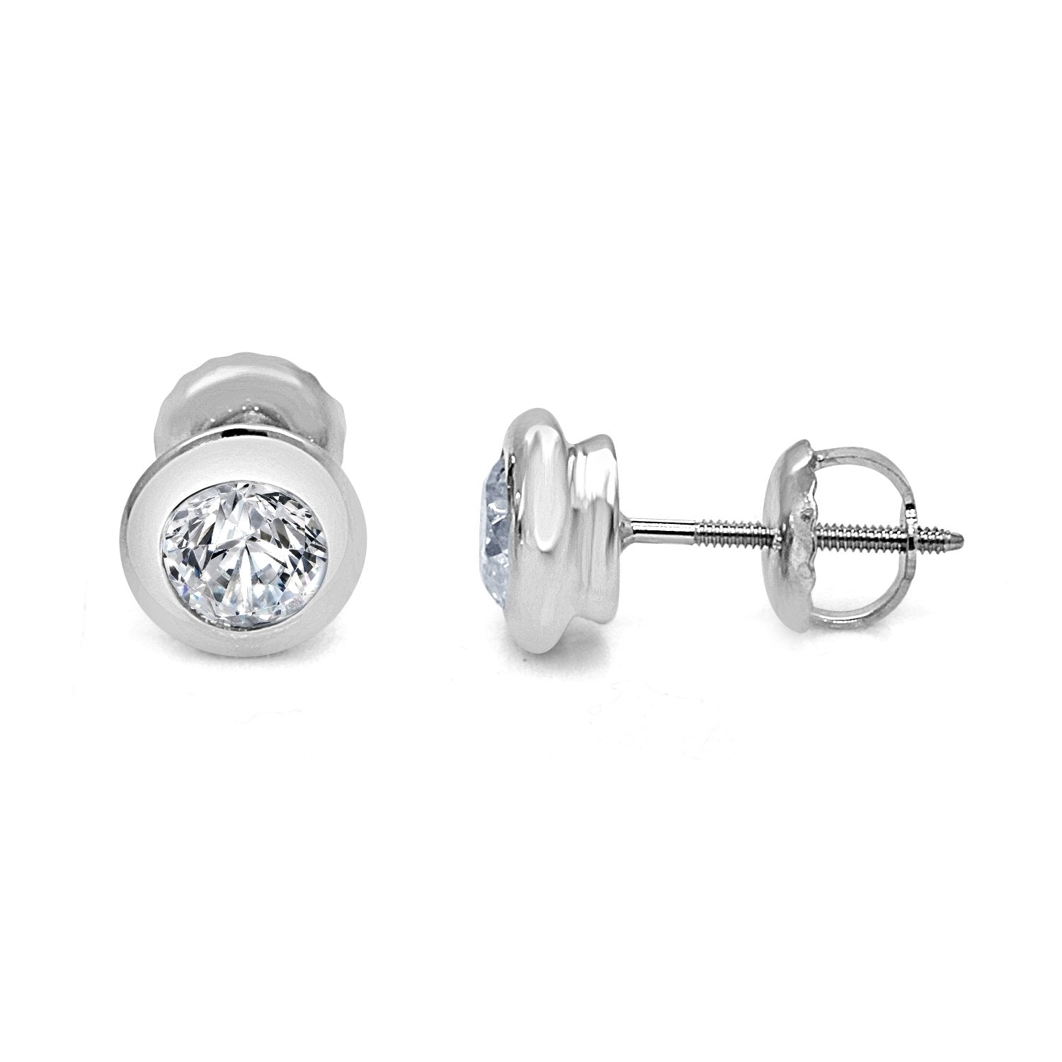 14k/18k Rose Gold Solitaire Studs Anniversary Earrings Round Diamond SI1/I1 G 0.60 Ct Prong Set