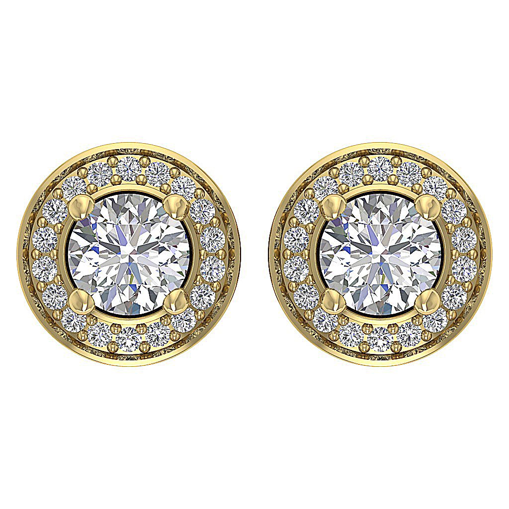 14k Solid Gold Natural Diamond VS1/SI1/I1 G 1.50 Ct Removable Jacket Studs Earrings