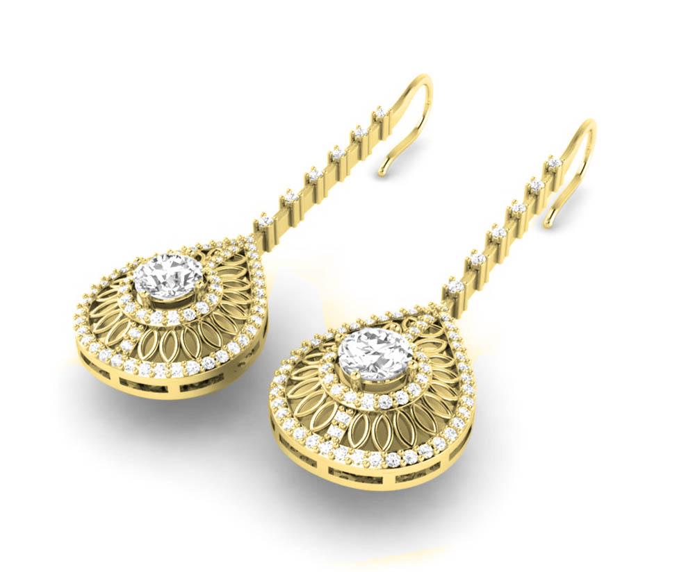 Prong Set 18k/14k White Yellow Rose Gold Chandelier Engagement Earrings Natural Diamond SI1/I1 G 3.00 Ct