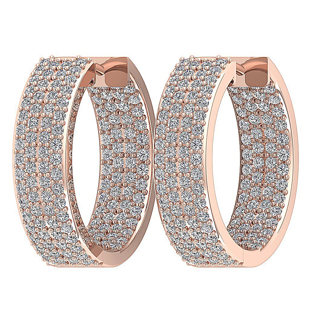 Inside Outside Hoop Anniversary Earrings Round Diamond VVS1/VS1/SI1/I1 1.25 Ct 18k/14k Solid Gold Pave Set