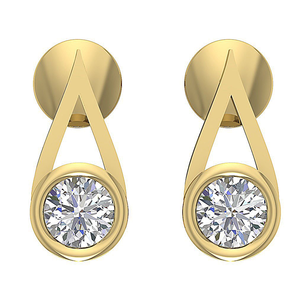 SI1/I1 G 0.50 Ct Fashion Anniversary Earrings Round Diamond 18k/14k Yellow Gold Bezel Set
