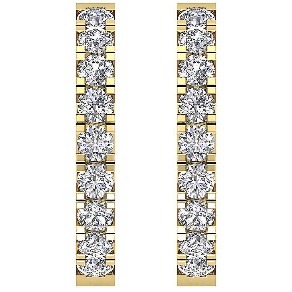 18k/14k Rose Gold Inside Outside Hoop Anniversary Earrings Round Diamond VVS1/VS1/SI1/I1 G 1.60 Ct Prong Set