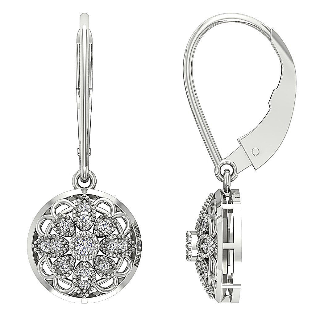 SI1/I1 G 0.25 Ct Chandelier Engagement Earring Natural Diamond 18k/14k Yellow Gold Pave Set