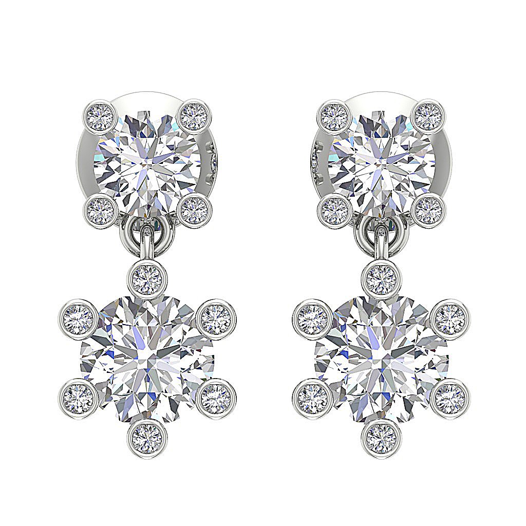 SI1/I1 G 1.70 Ct Fashion Wedding Earrings Genuine Diamond 18k/14k Yellow Gold Prong Bezel Set