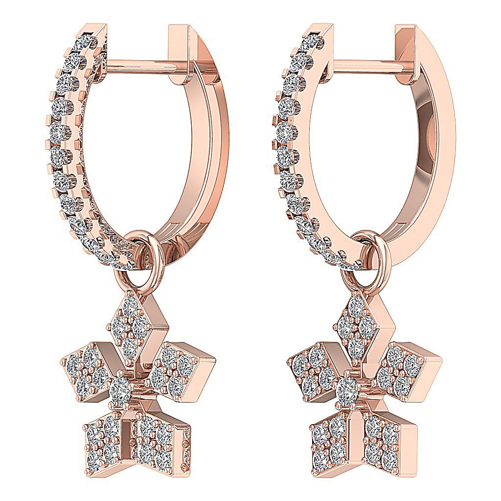 VVS1/VS1/SI1/I1 0.80 Ct Dangle Anniversary Earrings Round Diamond 18k/14k Yellow Gold Prong Set