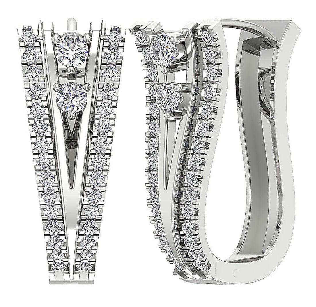 VS1/SI1/I1 G 1.00 Ct Large Hoop Engagement Earrings Natural Diamond 18k/14k White Yellow Rose Gold Prong Set