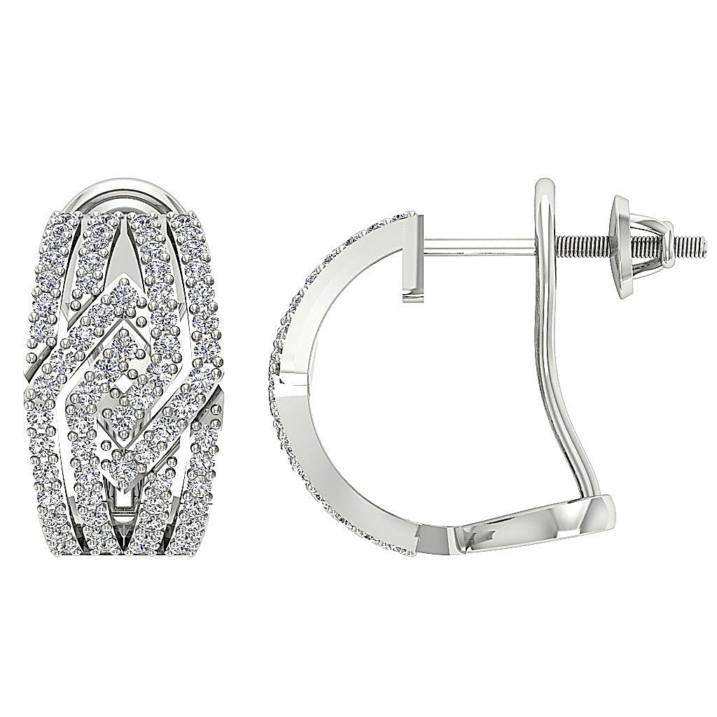 VVS1/VS1/SI1/I1 1.50 Ct Large Hoop Anniversary Earrings Round Diamond 18k/14k White Yellow Rose Gold Prong Set