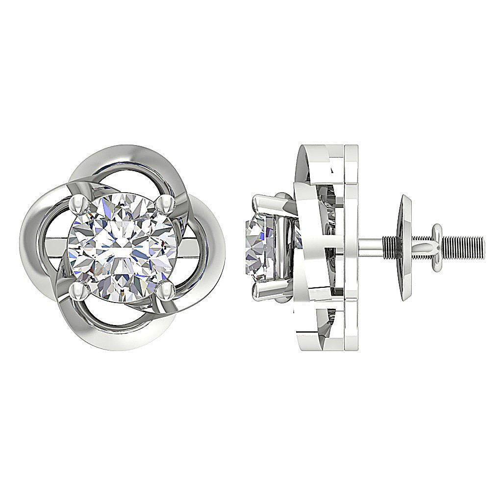 18k/14k Rose Gold Solitaire Studs Anniversary Earring Round Diamond SI1/I1 G 1.00 Ct Prong Set
