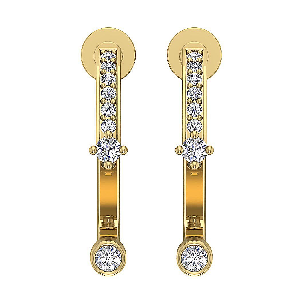 Natural Diamond Fashion Engagement Earrings SI1/I1 G 0.30 Ct 18k/14k White Gold Prong Bezel Set