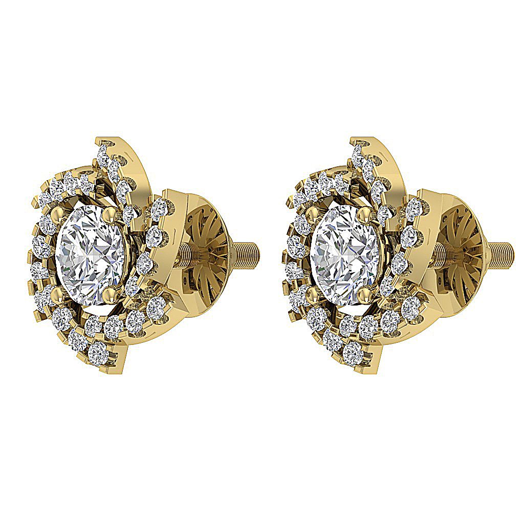 18k/14k Rose Gold Solitaire Studs Anniversary Earring Round Diamond SI1/I1 G 0.75 Ct Prong Set