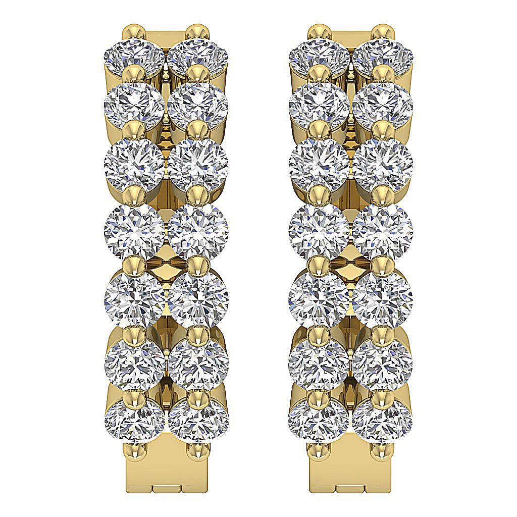 Prong Set Large Hoop Engagement Earrings Natural Diamond SI1/I1 G 1.60 Ct 18k/14k White Yellow Rose Gold