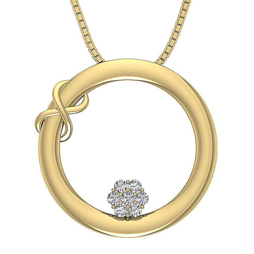 Genuine Diamonds SI1/I1 G 0.30 Carat Circle Shape Pendants 14k/18k Solid Gold