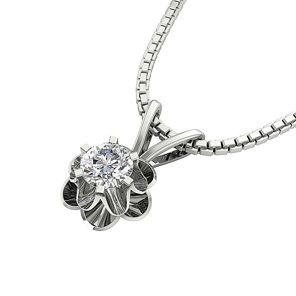 Natural Diamond SI1/I1 G 0.25 Ct Unique Solitaire Pendants 14k/18k Solid Gold