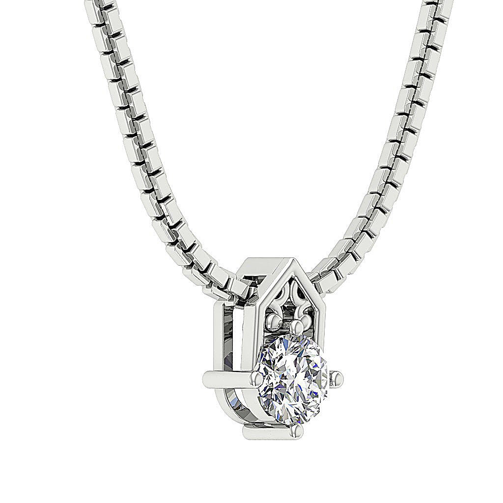 Round Diamond SI1/I1 G 0.30 Ct Unique Solitaire Pendants 14k/18k Solid Gold