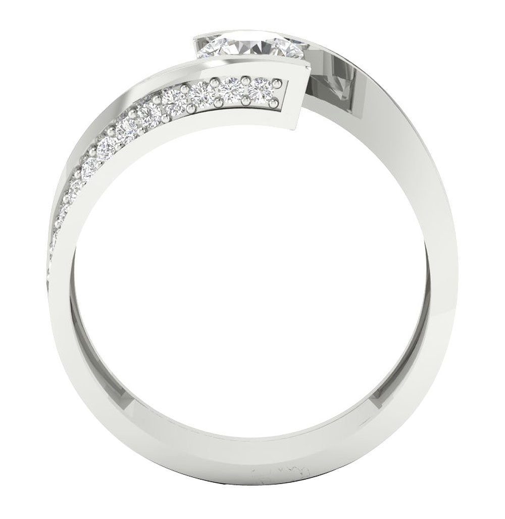 I1 G 1.00 Ct Designer Solitaire Engagement Ring Natural Diamond 14k White Gold Prong Bar Set