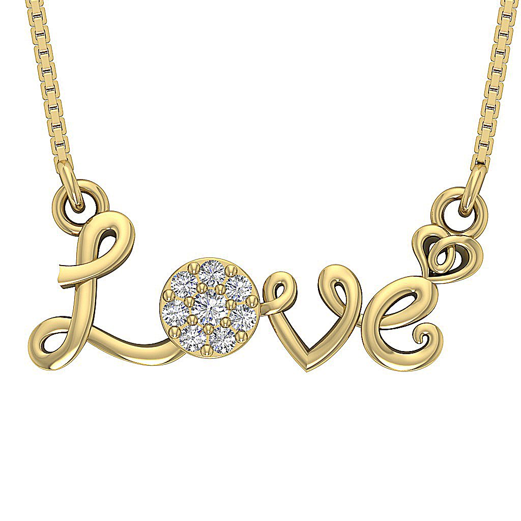 VVS1/VS1/SI1/I1 0.20 Carat Love Pendants Natural Diamond 14k/18k Solid Gold