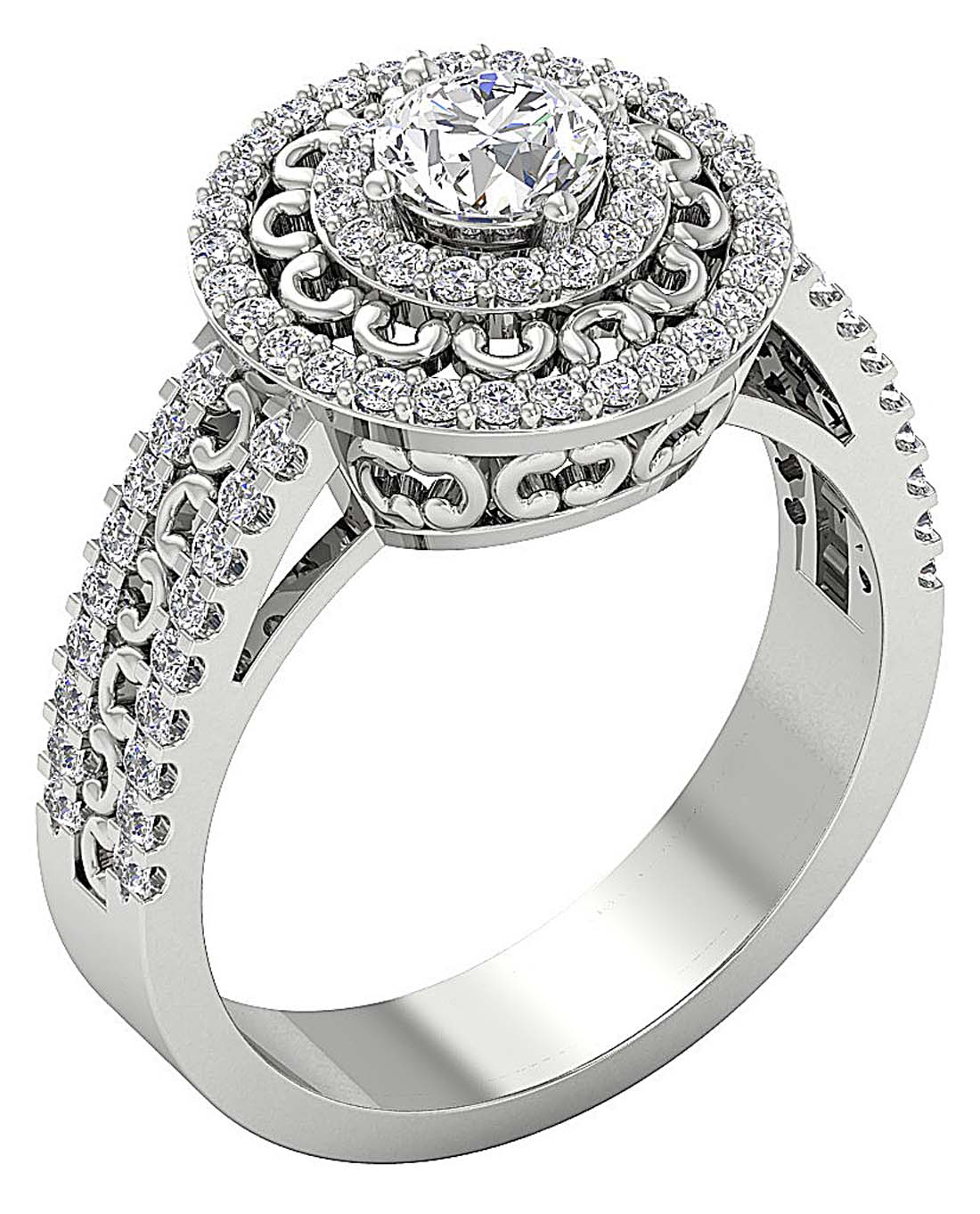 14k Rose Gold Double Halo Vintage Wedding Ring Genuine Diamond SI1 G 1.30 Ct Prong Set