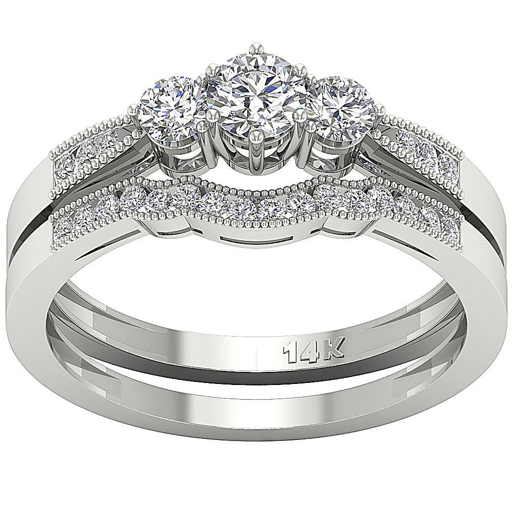 14kWhiteGoldDesignerBridalAnniversaryRingSet