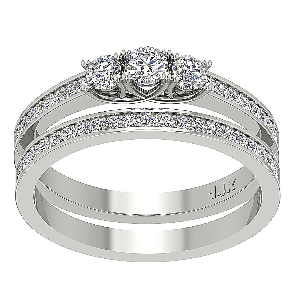 14kWhiteGoldDesignerBridalEngagementRingSet