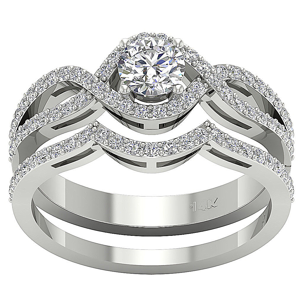 14kWhiteGoldDesignerBridalWeddingRingSet