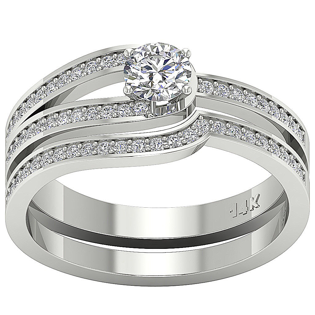14kWhiteGoldDesignerBridalAnniversaryRingSet