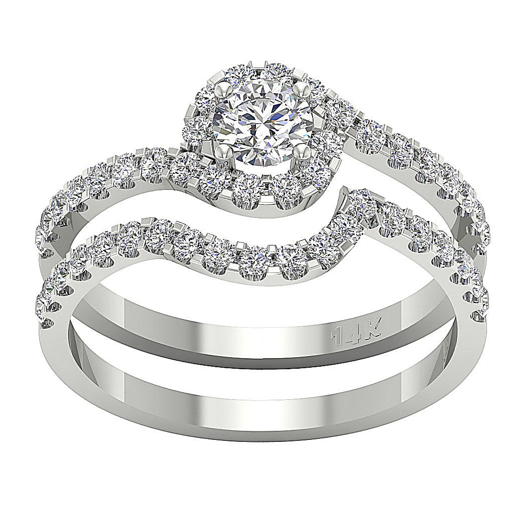 14kWhiteGoldDesignerBridalEngagementRingSet