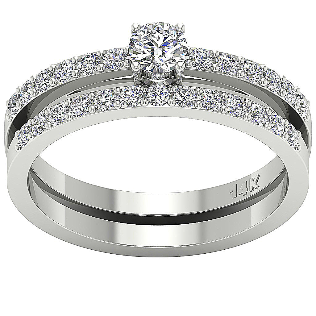 14kWhiteGoldDesignerBridalAnniversaryRingSet