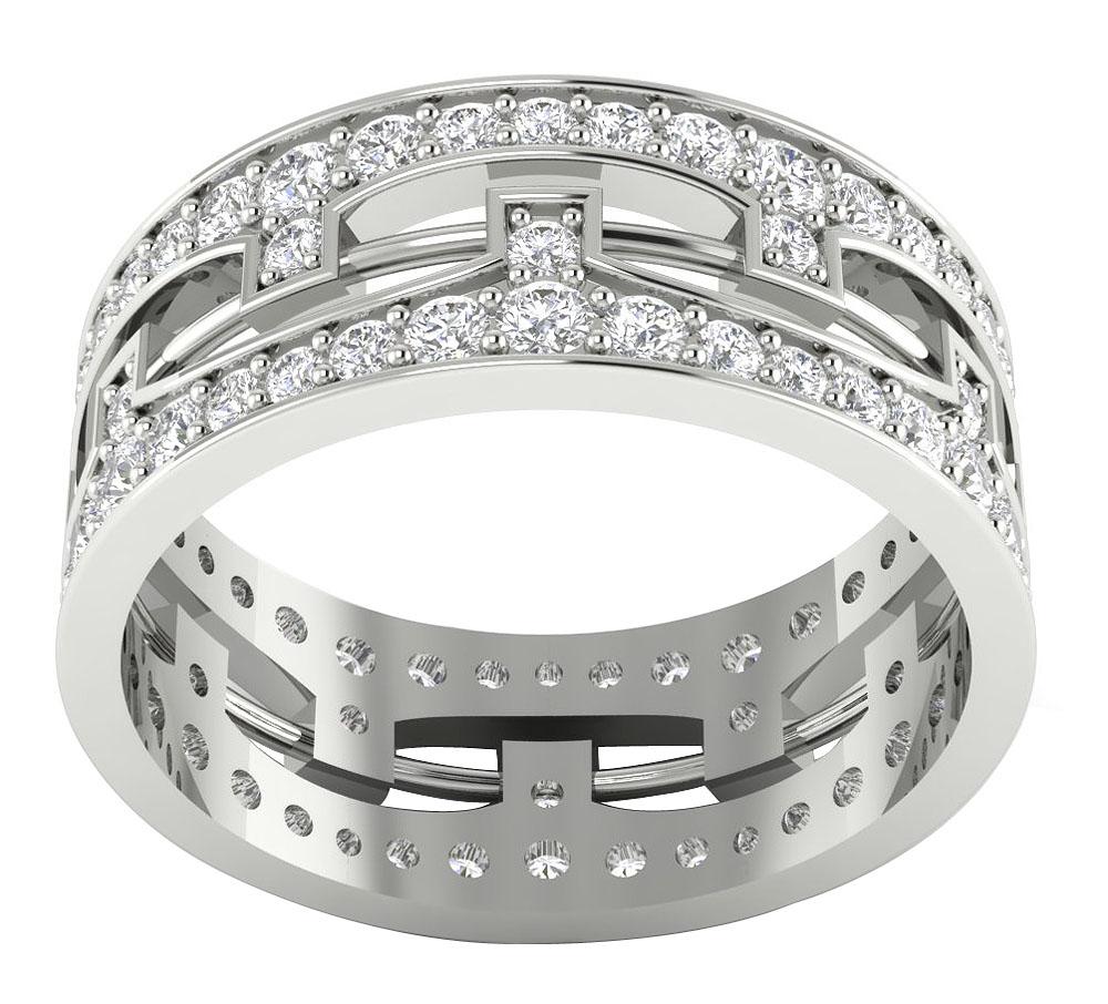 Eternity Anniversary Ring Prong Set 14k White Gold Round Diamond SI1 G 2.00 Ct 8.10 MM